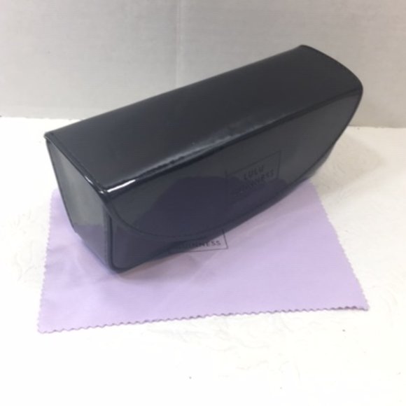 Lulu Guinness Designer 👓Eyeglasses👓 Hard Shell Case w/Mirror Black Shiny - Picture 2 of 6